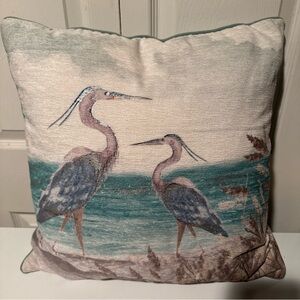 Coastal Collections GREAT BLUE HERON Family Pillow18"x18" Luxury Home Decor